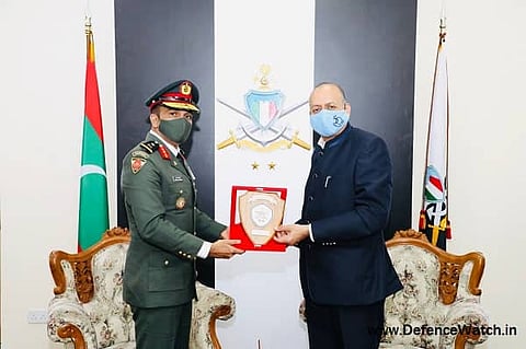The 3rd India-Maldives Defence Cooperation Dialogue held in Male on February 14 (Image: Twitter)