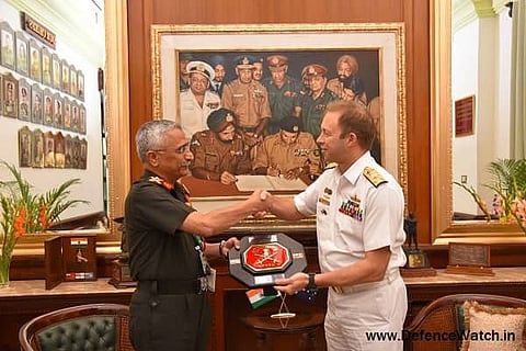 Australian Navy Chief meets Army Chief General Naravane to discuss military ties (Image: ADGPI Twitter)