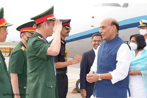 Defence Minister Rajnath Singh reached Hanoi on a three day visit to Vietnam (Photo: MoD)