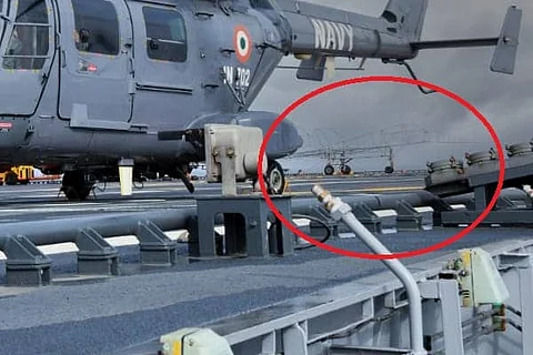 "There is a NON-FLYING MiG-29K on board IAC Vikrant, along with a WIRE-FRAME aircraft dummy", said aviation enthusiast Angad Singh
