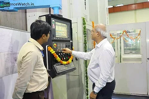 HAL CMD R Madhavan on Wednesday, July 13 launched the 'Metal Cutting for Titanium Bulkhead' of 5th Gen AMCA aircraft (Photo: HAL)