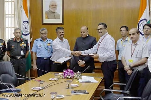 iDEX officials at signing ceremony of 100th contract for defence innovation with Pacify Medical Technologies Pvt Ltd in the presence of Defence Secretary Ajay Kumar (IAS), FIle photo of July 27, 2022