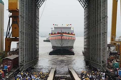 MDL on Monday launched 5th Stealth Frigate of P17A, Taragiri