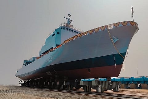 GRSE launches 3rd Survey Vessel (Large) within a year after