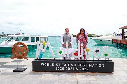 Defence Minister Rajnath Singh reaches the Maldives on a three day visit