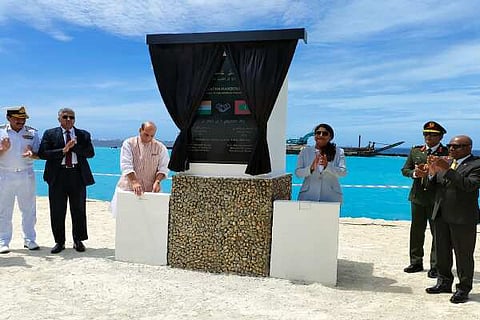 Defence Minister lays foundation stone for Maldivian Coast Guard ‘Ekatha Harbour’