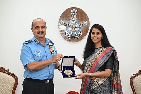 IAF Chief felicitates UPSC Civil Services Exam topper Ishita Kishore