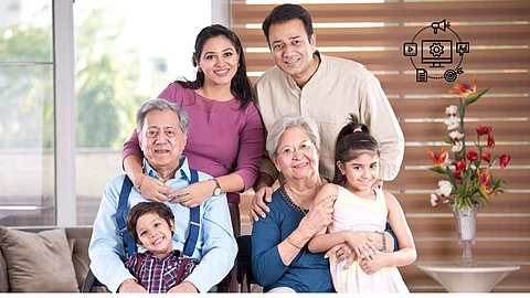 A happy family frame in advertisements