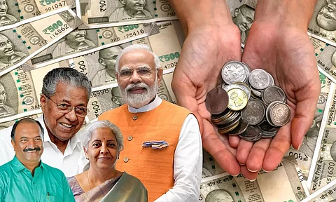 Narendra Modi, Pinarayi Vijayan, Nirmala Sitharaman, and K N Balagopal.