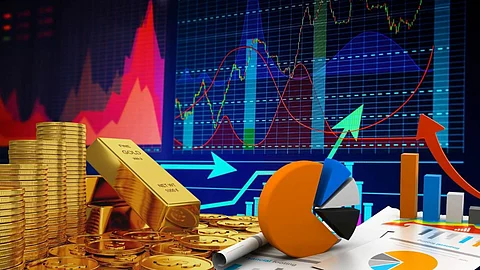 Growing graph charts and gold