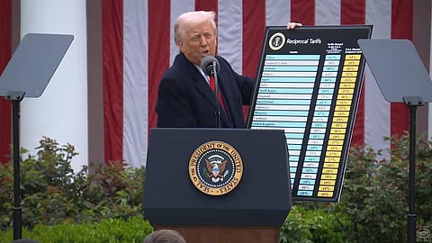 Trump with the tariff list