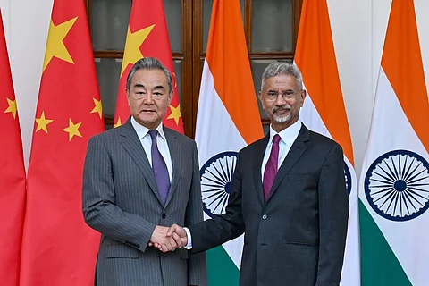 Chinese Foreign Minister Wang Yi with his Indian counterpart S Jaishankar.