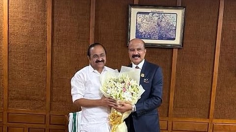Dr Azad Moopen with Kerala Chief Minister VD Satheesan