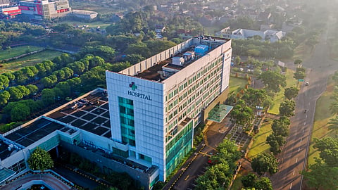 Ariel view of a hospital building