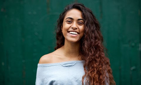 A women smiling
