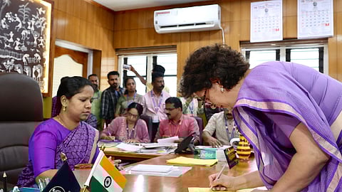 Priyanka Gandhi filing her nomination for the Wayanad by-election