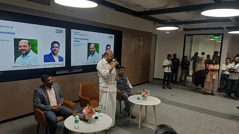 Industries Minister P Rajeev inaugurates IBM's Gen-AI Innovation Center at Lulu Tower in Infopark Phase I at Kakkanad in Kochi