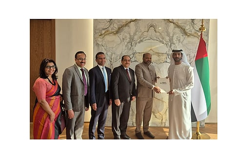 Kerala's industries minister, P. Rajeeve, met UAE's economy minister, Abdullah bin Touq Al Marri, in Dubai, recently to invite him to the Invest Kerala Global Summit.