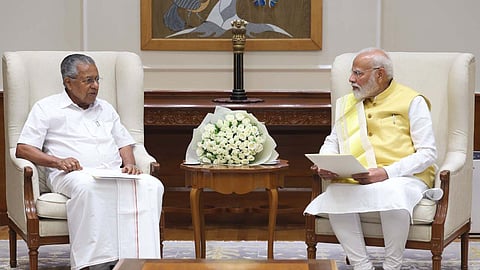 Kerala Chief Minister Pinarayi Vijayan meets Prime Minister Narendra Modi. Image: PIB