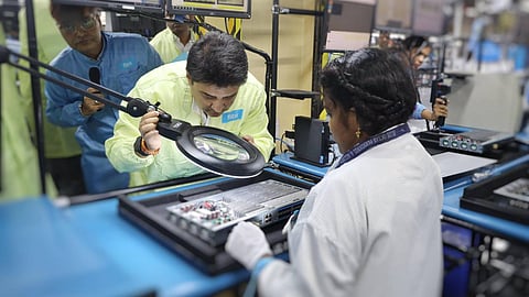 Union Communications Minister Jyotiraditya Scindia inside Cisco's manufacturing plant in Sriperumbudur . Image: X.com