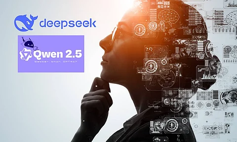 logos of Deepseek, Alibaba and artificial intelligence