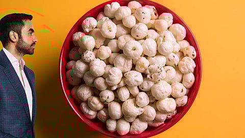 Zerodha co-founder Nikhil Kammath and Lotus seed in a bowl