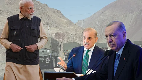 Prime Minister Narendra Modi, pak prime minister Muhammad Shehbaz Sharif and President of Türkiye, Recep Tayyip Erdoğan