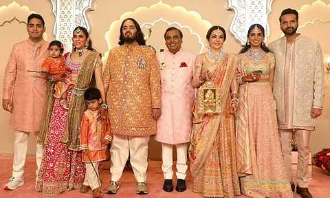 Ambani family arrives with groom Anant for the wedding ceremonies