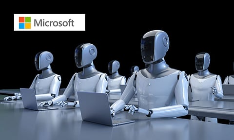 ai agents doing job, microsoft logo