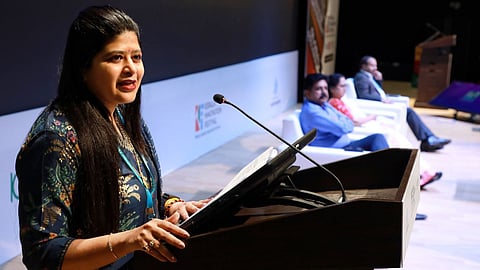Startup India Head Mamatha Venkatesh speaks at the inauguration of the Kerala Innovation Festival organized by Kerala Startup Mission at the Digital Hub in Kalamassery, Kochi, on July 25