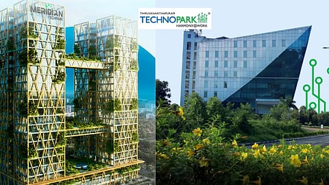 Technopark Thiruvananthapuram and the upcoming Meridian Techpark, showcasing modern and eco-friendly architecture
