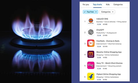 ചാറ്റ് ജിപിറ്റിയെയും പിന്നിലാക്കി ഇന്ത്യന് ഗ്യാസ് ബുക്കിംഗ് ആപ്പ്; ആപ്പ് സ്റ്റോറിലും ഗൂഗ്ള് പ്ലേസ്റ്റോറിലും ഒന്നാമന്