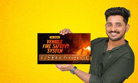 വാഹനങ്ങളിലെ തീപിടുത്തത്തില് നിന്ന് രക്ഷപ്പെടാം; വി ഫയര് സേഫ് സ്റ്റാര്ട്ടപ്പ് സംരംഭവുമായി മലപ്പുറം സ്വദേശി