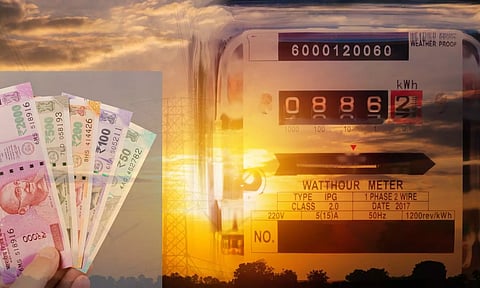 Electricity Meter and Rupee notes