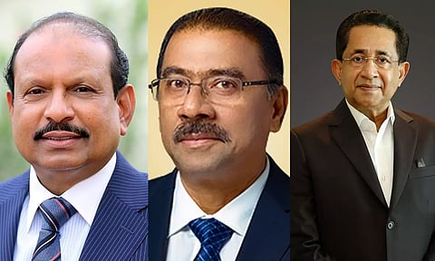 എം.എ യൂസഫലി, ജോര്ജ് ജേക്കബ് മുത്തൂറ്റ്, ജോയ് ആലുക്കാസ് (ഫയൽ ചിത്രം)