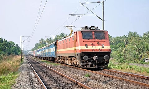 Indian Railway train running on track