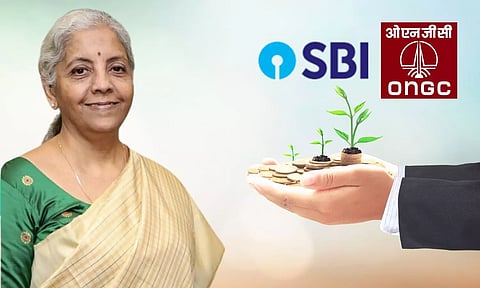 Nirmala Sitharaman and SBI, ONGC logos