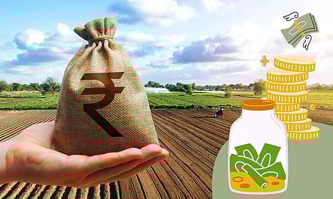 Indian rupee sack in hand