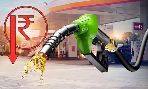 Petrol, Rupee down