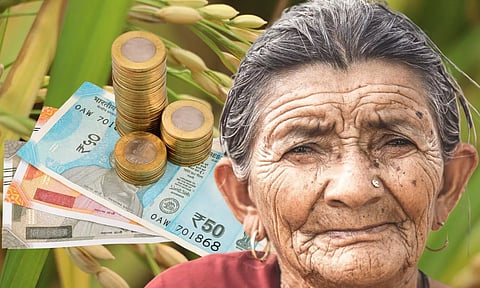 old woman, Indian Rupee