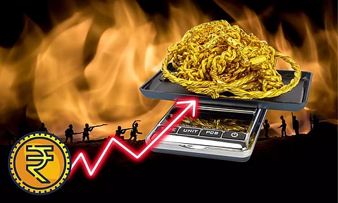 Rupee up graph, gold, war