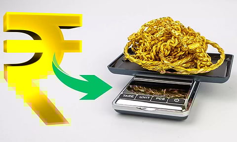 Gold chain, Rupee, down arrow