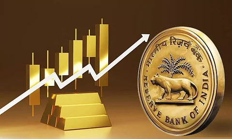 RBI logo, Gold up