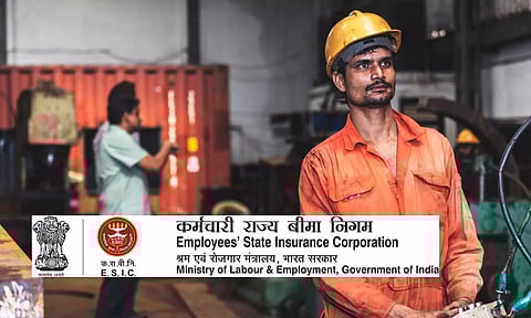 factory employee, esi logo, factory