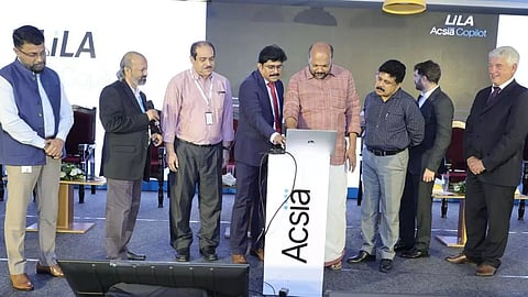 ആക്സിയ ടെക്നോളജീസിന്റെ ജനറേറ്റീവ് എ.ഐ 'ലീല'യുടെ ഉദ്ഘാടനം മന്ത്രി പി. രാജീവ് നിര്വഹിക്കുന്നു.