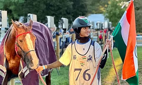 Nida Anjum Chelatt with Indian flag