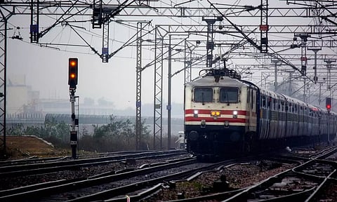 Indian railway train on a track