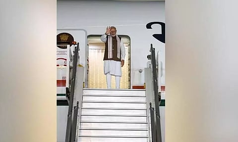 യു.എസ് യാത്രക്ക് പ്രധാനമന്ത്രി നരേന്ദ്രമോദി ഡൽഹിയിൽ നിന്ന് പുറപ്പെട്ടപ്പോൾ