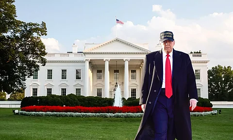 donald J Trump in front of the white house