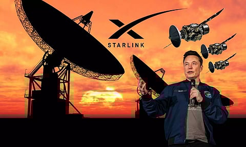 elon musk with starlink logo
